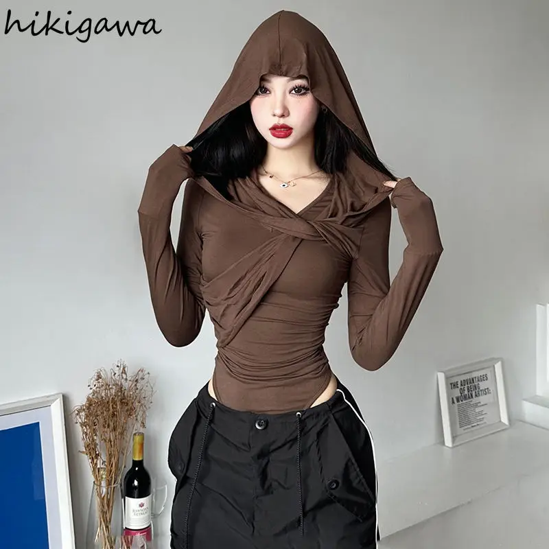 Женская футболка с капюшоном в стиле Харадзюку