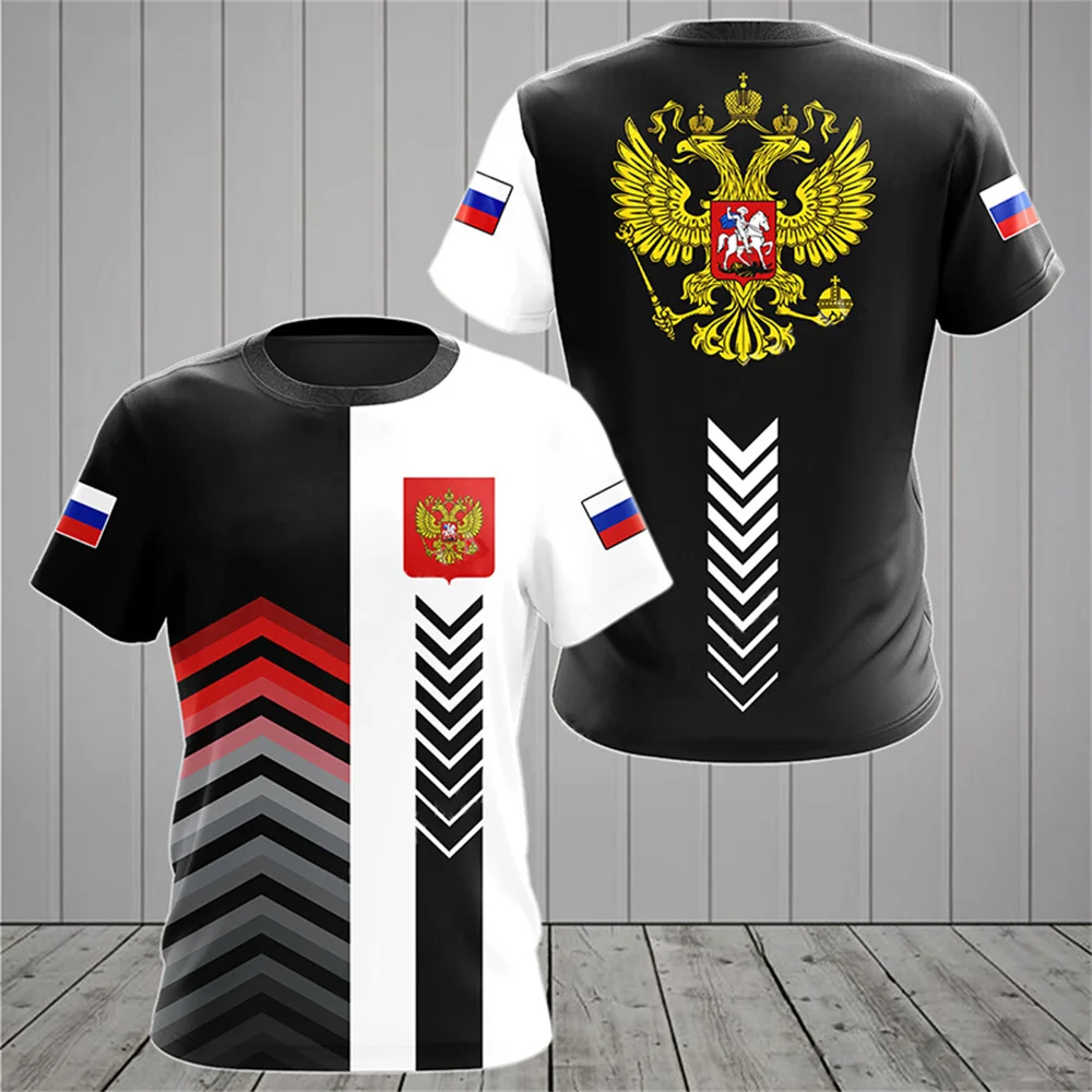 

Russia Men's T-shirts Casual Summer Round Neck Russian Flag Short Sleeved Topstees Men's Clothing Streetwear Oversized T Shirt