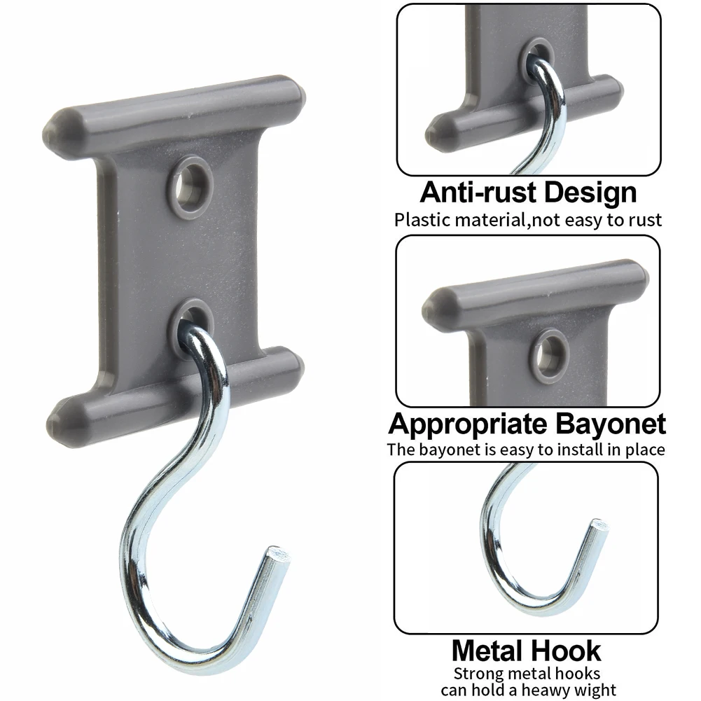

Hook Rack With Holes S Hook Bathrobes Dresses Space-saving Tool Grey Outdoor Plastic+steel RV Hook Shed Hook 8 Set