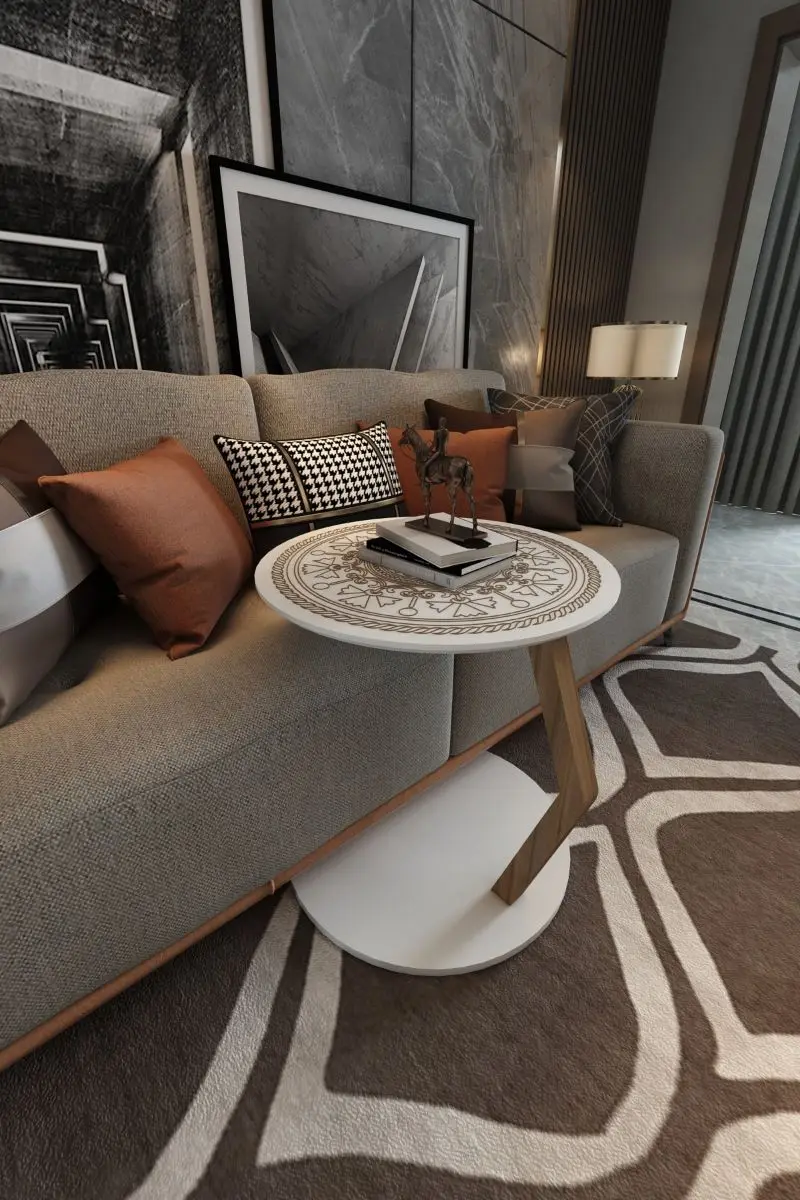 Белый C кофейный столик диван-подставка боковой журнальный Zigon Сервировочная