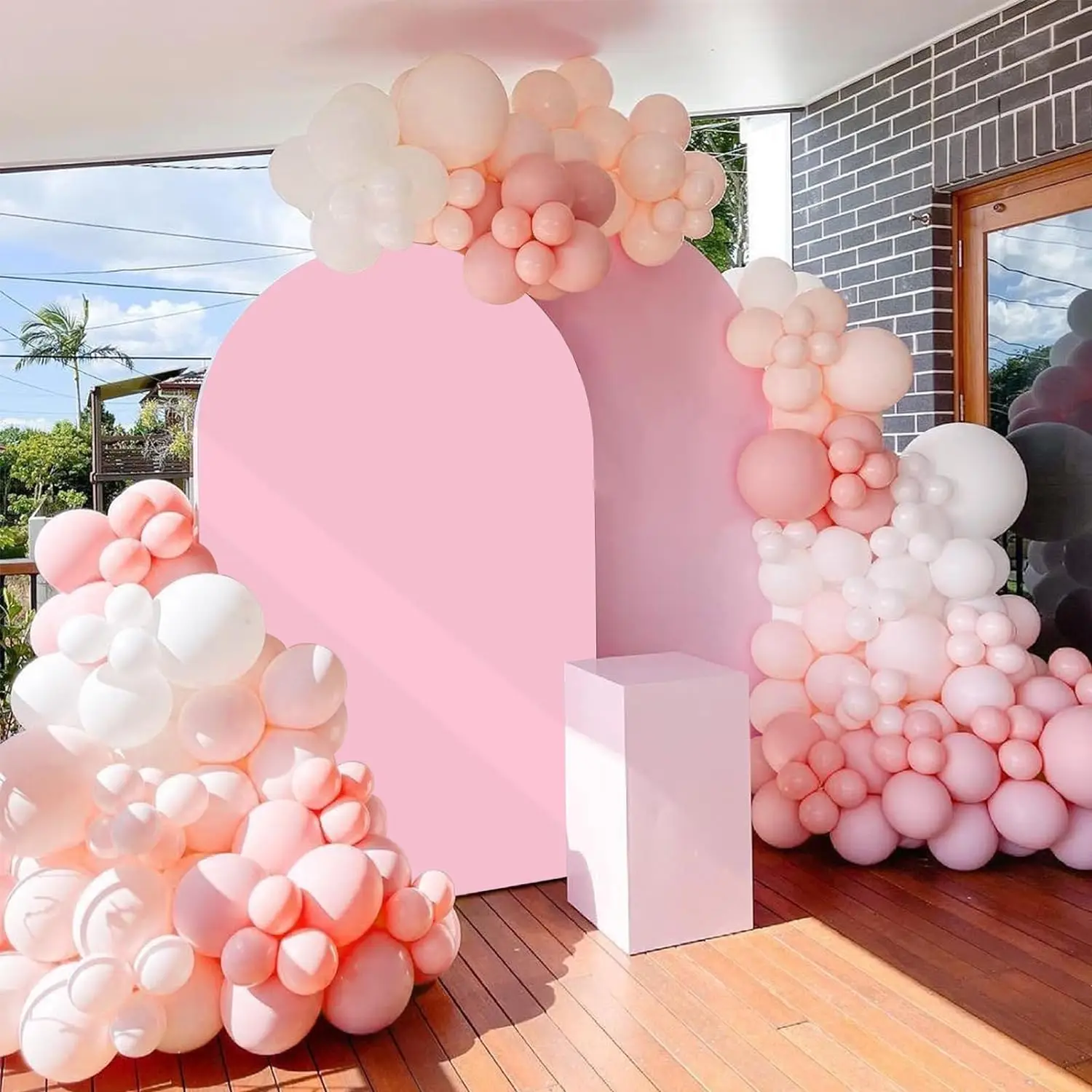 Обложка для фона с аркой футов стрейчевая картонная розовая арка свадьбы