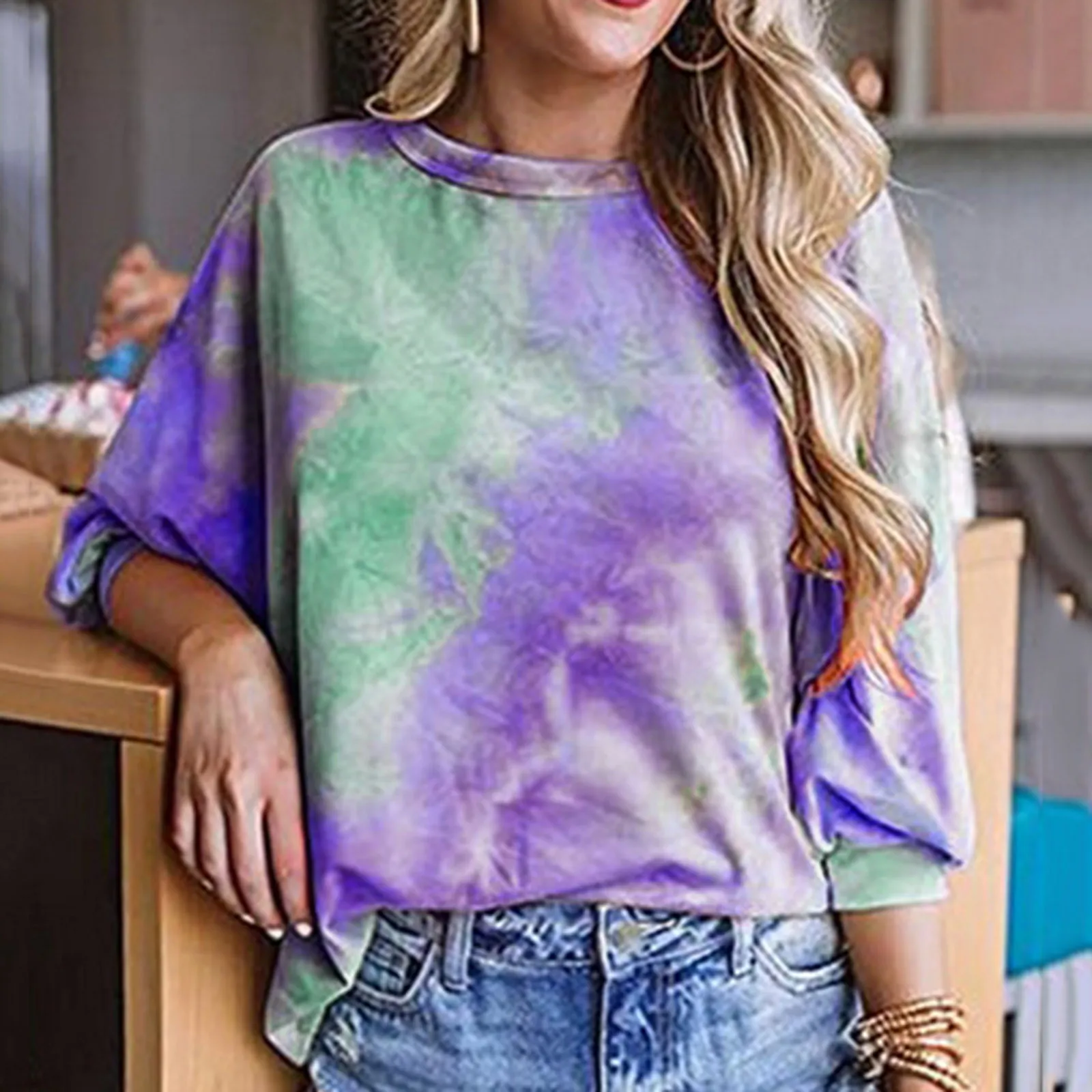 

Футболки для женщин, хлопковая блузка с длинным рукавом для женщин, повседневные свободные топы с принтом, длинные женские футболки