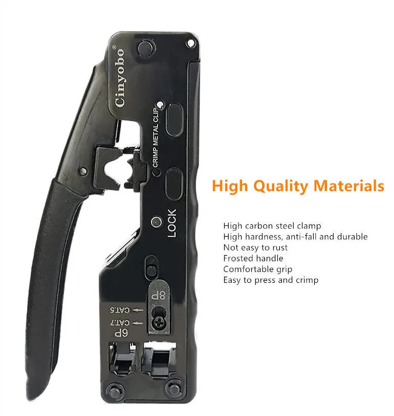 RJ45 Network Crimper Tool For Cat7 Cat6 Cat5 STP 8P8C Multifunction Crimp Metal Clip Stripper