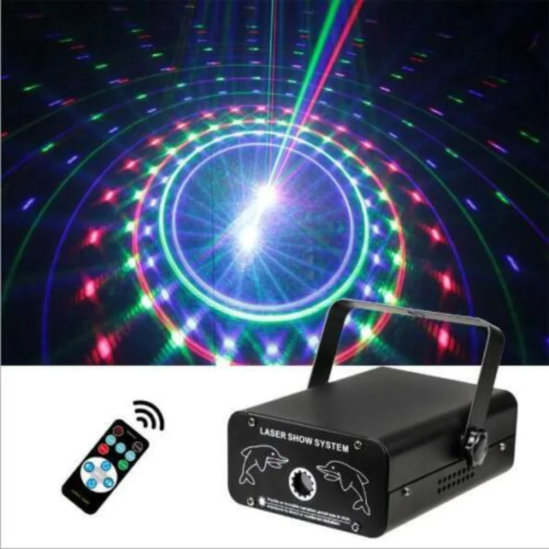 New DJ Disco Laser Light Remote 16 Patterns RGB Projector Party Christmas Wedding Holiday Sound Active Stage Lighting Effect