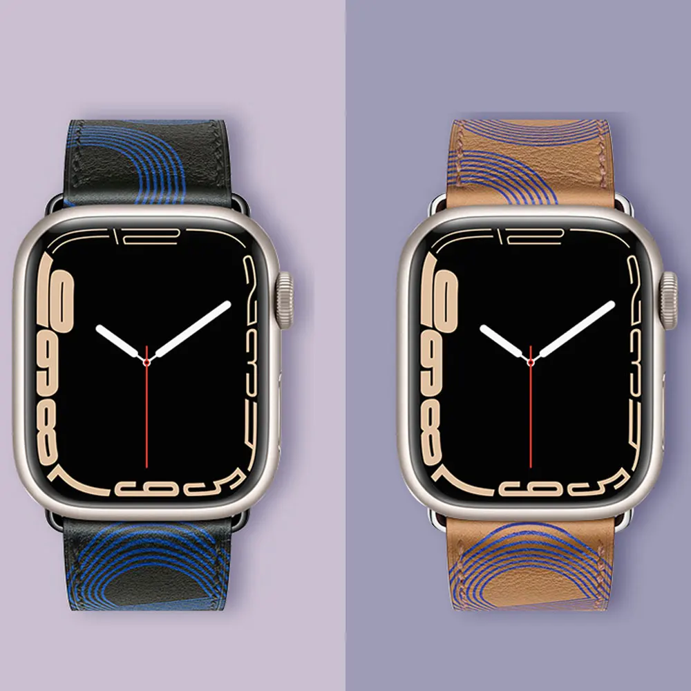 Genuine Leather Band For Apple Watch Series 8 7 6 SE 5 4 3 41mm 45mm Bracelet Watchband Iwatch ultra Strap 49mm 38 40mm 42 44mm