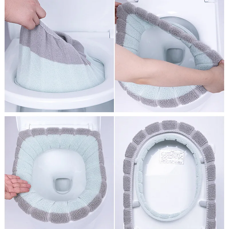 

1PC Washable Bathroom Toilet Seats Closestool Washable Soft Winter Warmer Mat Pad Cushion O-shape Toilet Seat Bidet Covers