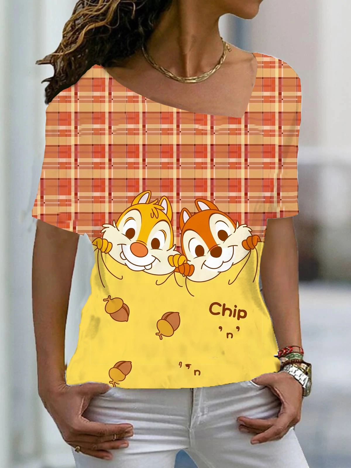 

Disney Women Top Women's T-shirt Fashion Woman Blouses 2022 Spring Short Sleeve T-shirts V Neck Mickey Summer Women's Clothing