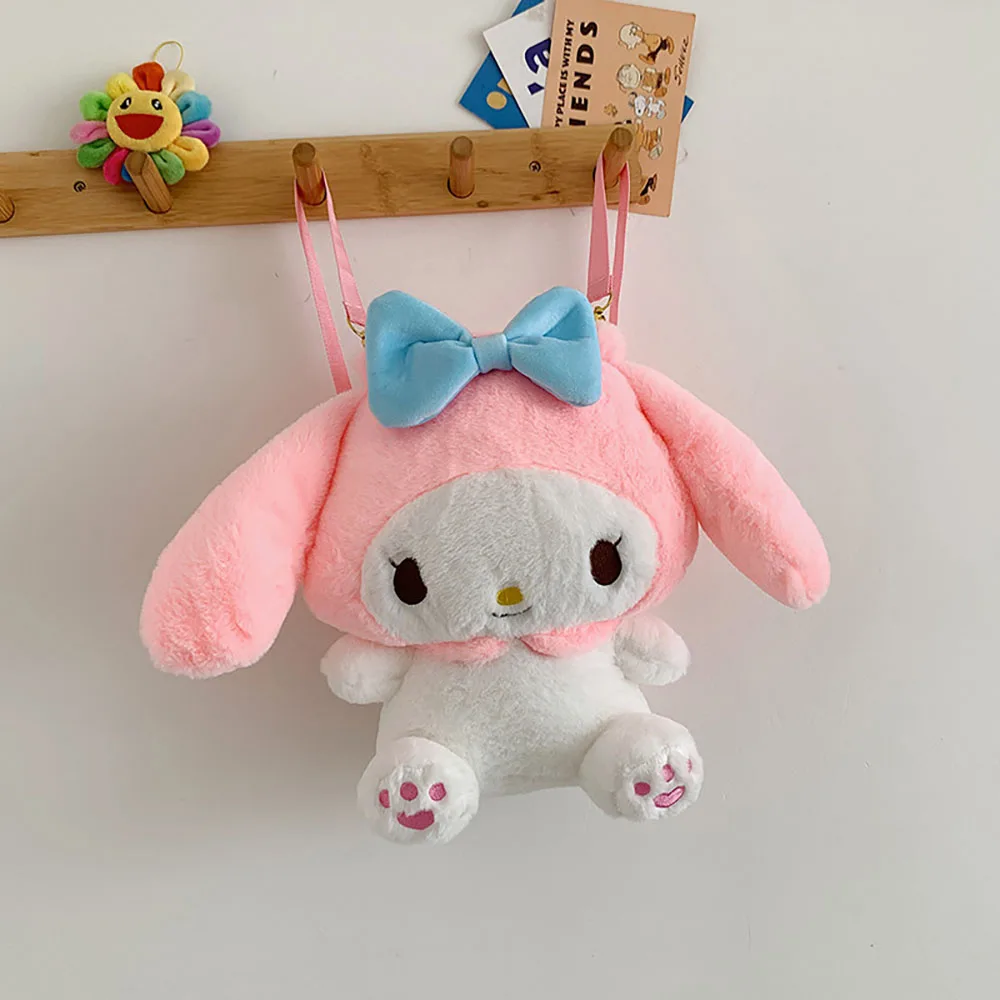 

Cartoon Sanrio Cinnamoroll Mymelody Plush Backpack Cute Kuromi Shoulder Messenger Bag Soft Stuffed Plushie Bags Girl Gift