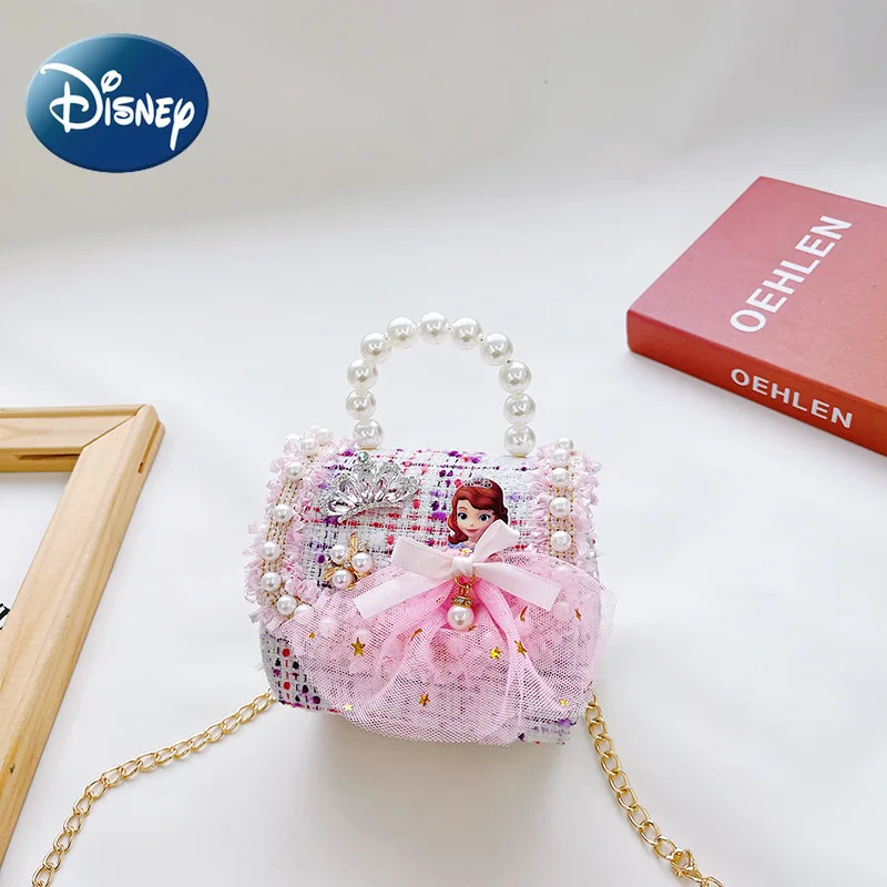 Disney Frozen Shoulder Bag for Girls Kids Handbag Children's Messenger Bag Pearl Portable Princess Crossbody Bag Free Shipping