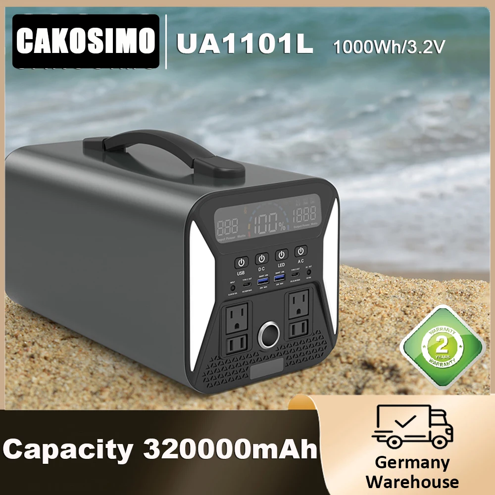 

Cakosimo 1000W Best Portable Power Station LifePo4 Battery Powerful Power Bank Solar Powered Fountain Batteries Charging Station