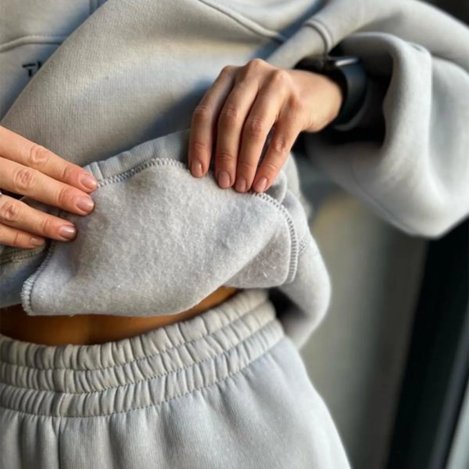 Женский Осенний Повседневный Спортивный костюм Свободный пуловер с надписью