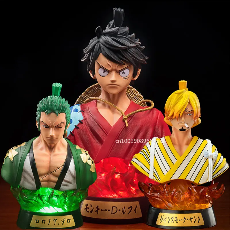 

17.5CM One Piece Anime Figure Roronoa Zoro Luffy Bust PVC Action Model Figure Toys Night Light Led Color Changing Figure