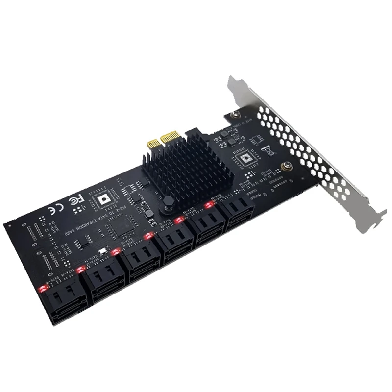 

PCI-E To SATA3.0 Expansion Card 12-Port X1 SSD Hard Drive Adapter Card (X1 Drive-Free) With Status Indicator