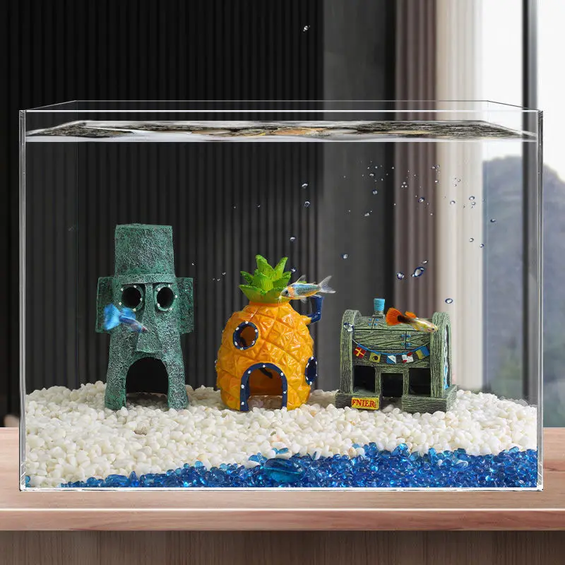 

Cartoon Fish Tank Decor Figures Ornaments Simulation Resin Pineapple House Fish Tank Decoration Landscaping Aquarium Accessories