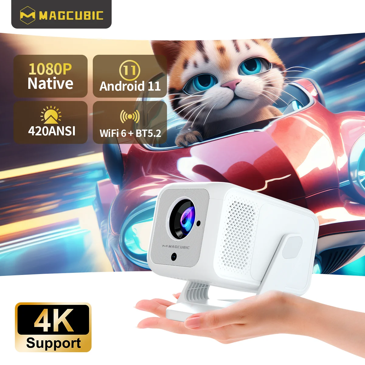 Новый портативный проектор Magcubic HY310X с автофокусом, Android 14, поддержка Full HD 1080P, для домашнего и уличного кинотеатра (art.: 3920d8dab5d41) - 3920d8dab5d41