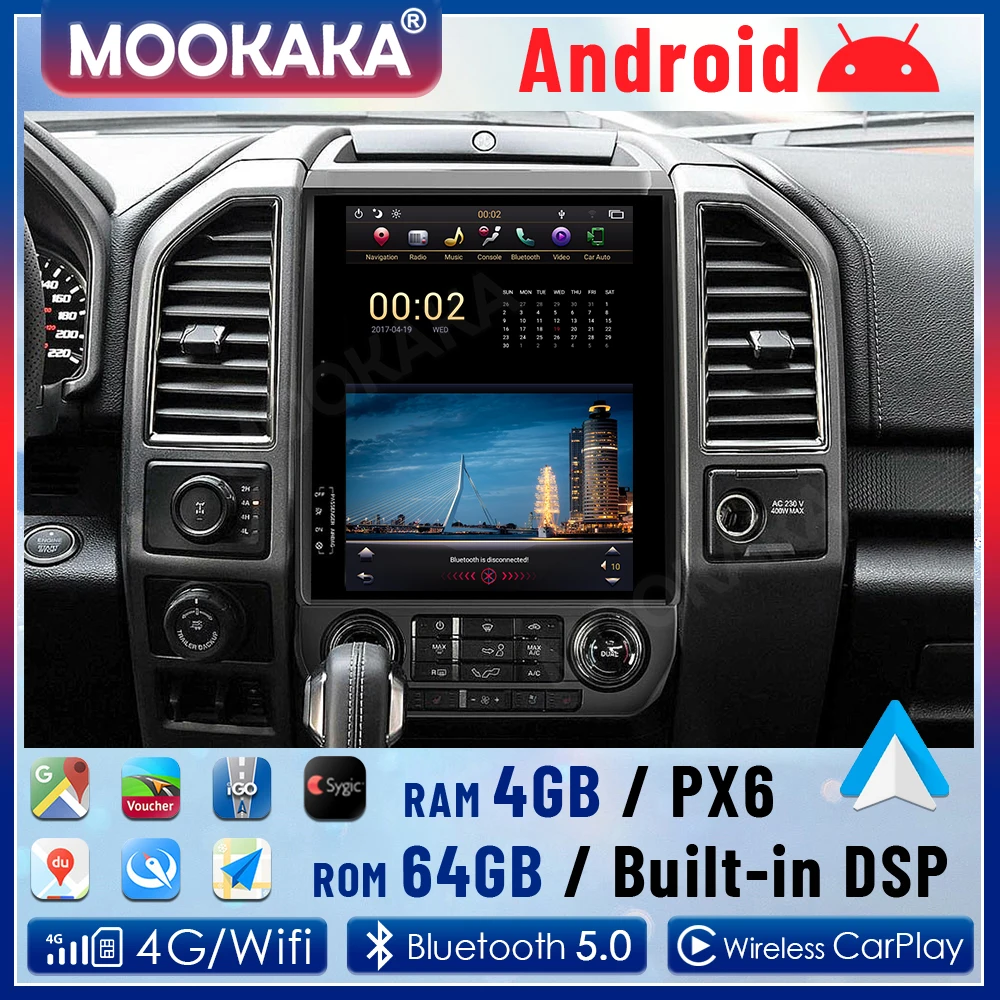 

Автомагнитола 2 Din, Android 11,0, 8 ГБ + 128 ГБ, мультимедийный плеер для Ford F150 2015-2019, GPS-навигация, автомобильное стерео головное устройство DSP Carplay