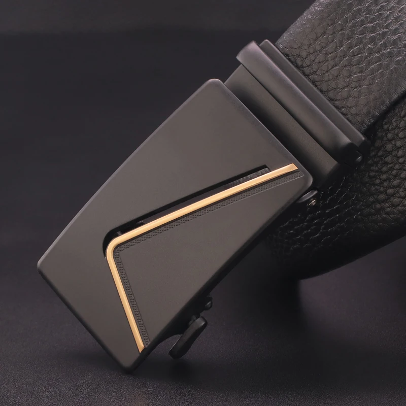 New High Quality 7 Letters Gentleman Belt Leather Automatic Buckle Luxury Brand Sesigner Fashion Men's Black Belt