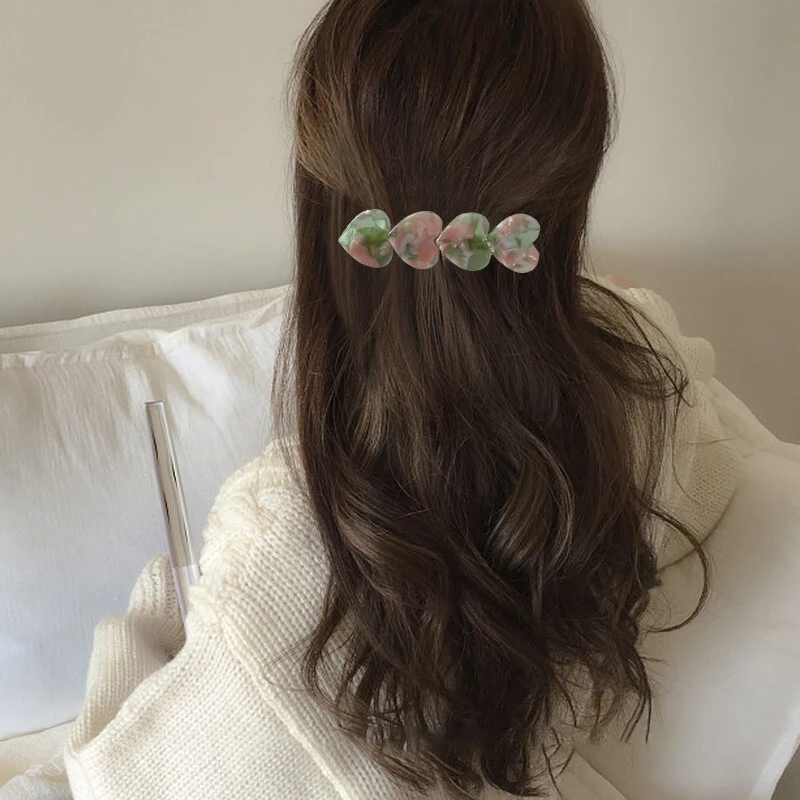 

Heart Shape Acetate Hair Pins Hair Accessories Love Duckbill Clip Bangs Clip Leopard Marble Print Hairpin Korea Sweet Hairpin
