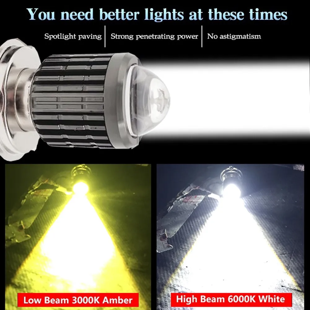

12V Two-Color Headlights Motorcycle LED Headlights Two-color Locomotive Fish-eye Lights H4 Electric Vehicle H6 BA20D Lens