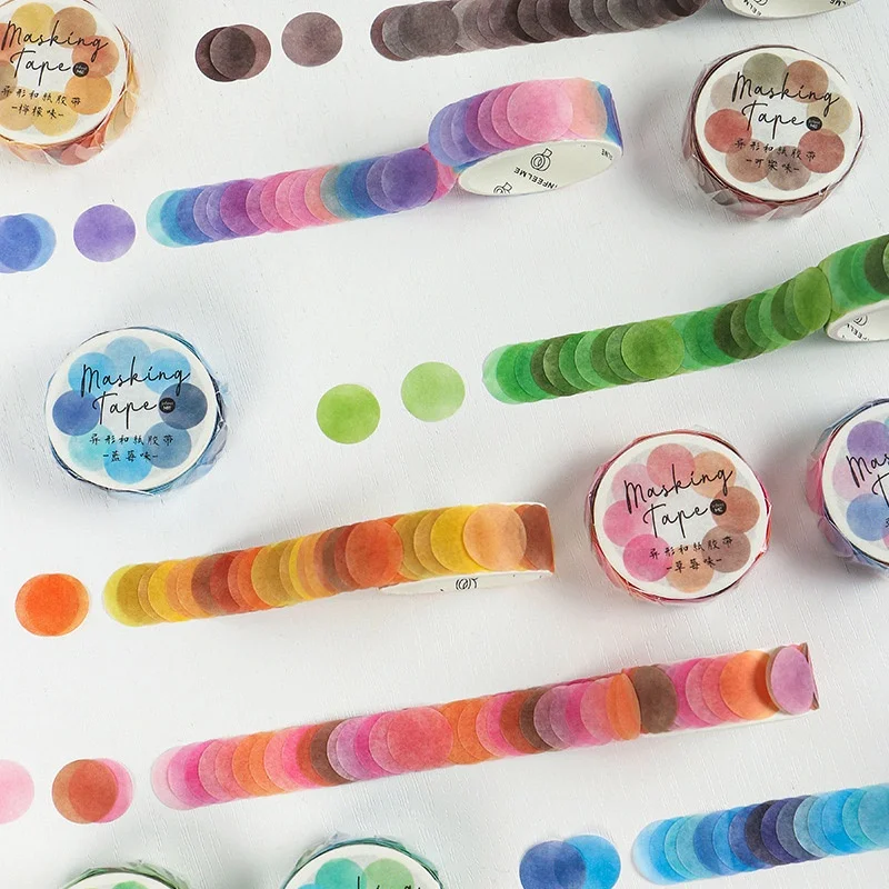 

100pcs Cute Dot Sticker Masking Tape Journal Decoration Gradient Round Sticker Journal Tape