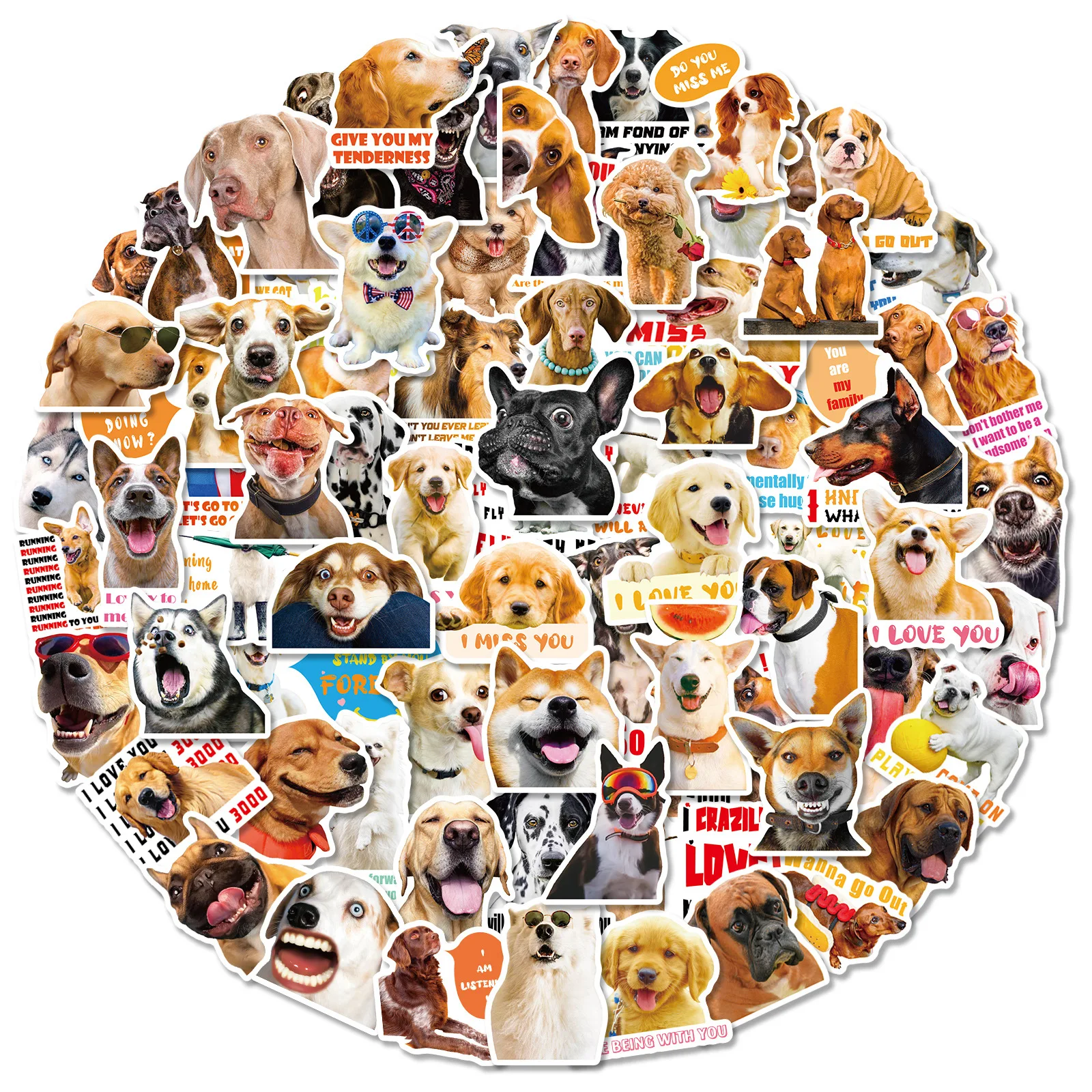 

50/100PCS Realistic Dog Stickers DIY Cartoon Graffiti Not Repeat Funny Cute Anime Kids Toy Laptop Suitcase Water Cup Schoolbag