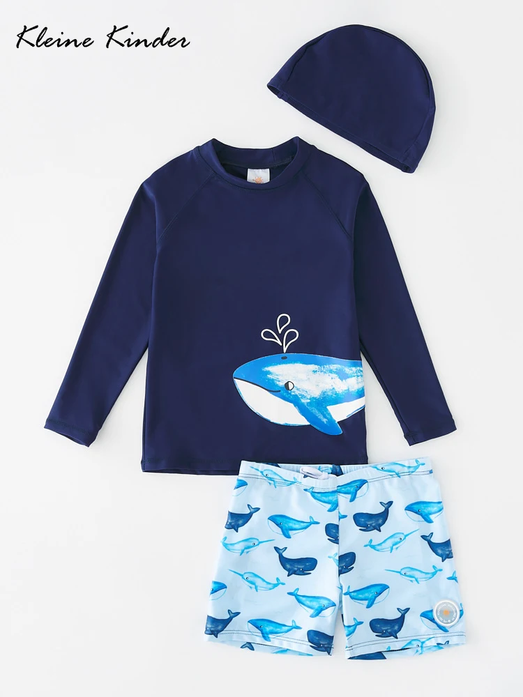 

Children's Swimwear Long Sleeve Rash Guard Boy Whale Print UPF50 UV Protection Beach Clothes Kids Bathing Suit Boy's Swimsuit