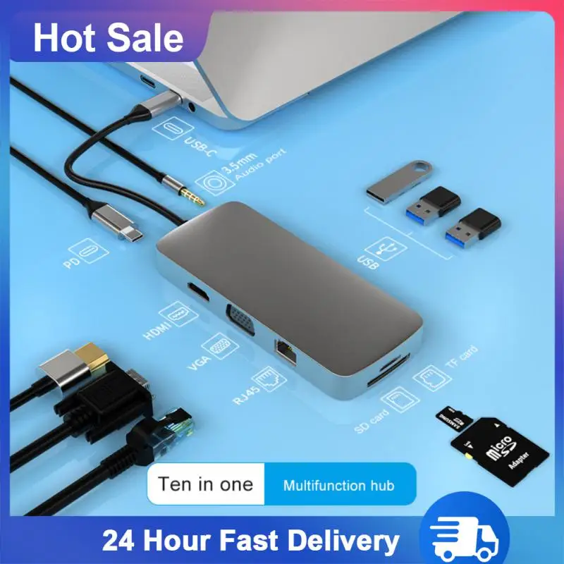 

USB-концентратор с Type C на HDMI, 10 в 1, USB 3,0, 3,5 мм