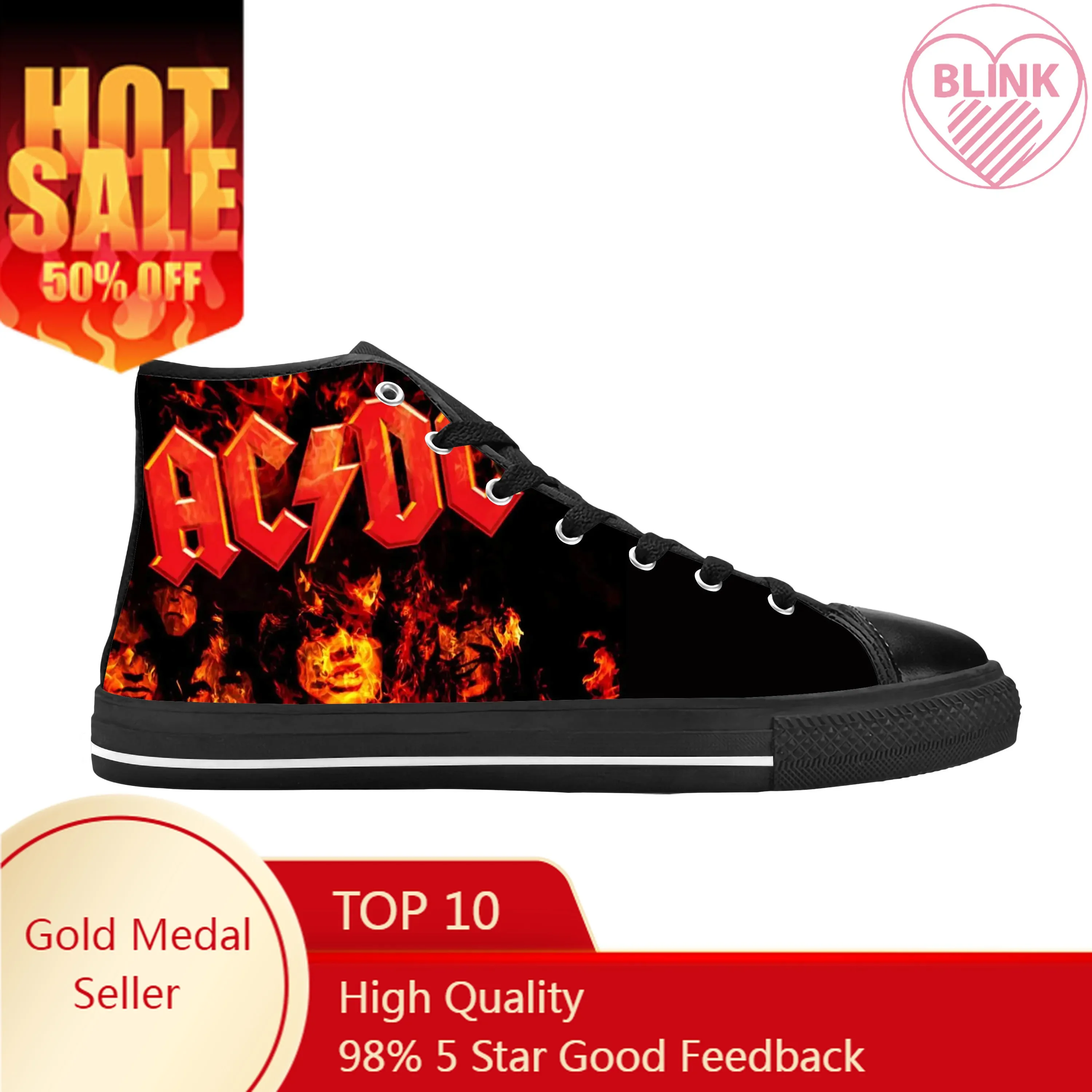 

Hot Dcs Hard Blues Heavy Metal Rock Band Ac Acdcs Casual Cloth Shoes High Top Comfortable Breathable 3D Print Men Women Sneakers