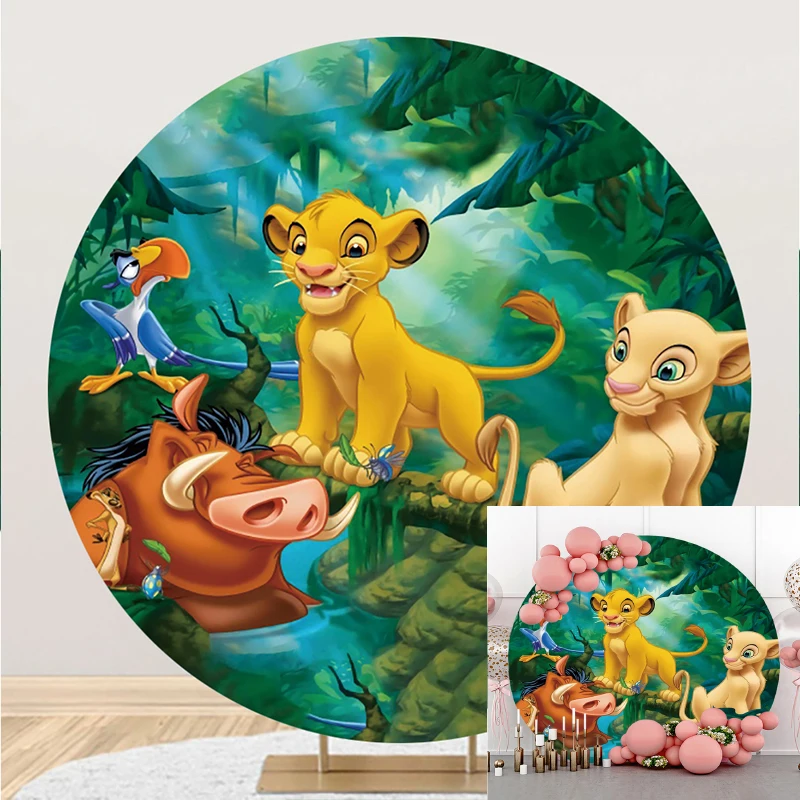 

Disney The Lion King Baby Simba Circle Background Nala Birthday Party Decoration Banner Round Photography Backdrop Photo Studio