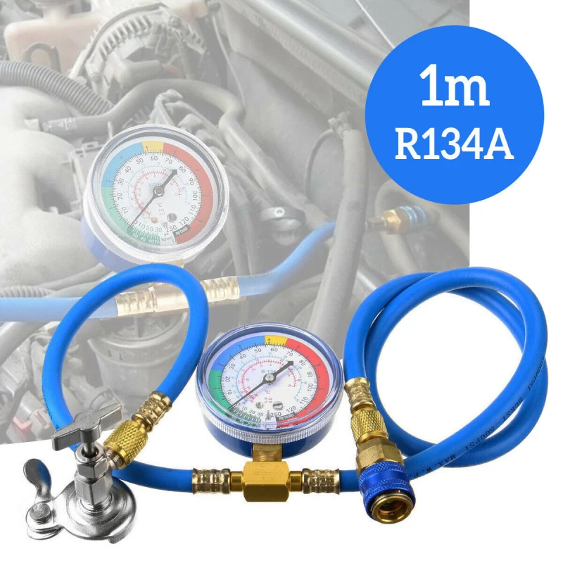 

Car Air Conditioning Repair Tool R134a Air Conditioner Fluoride Tube Quick Release Refrigerant Connector Pressure Gauge