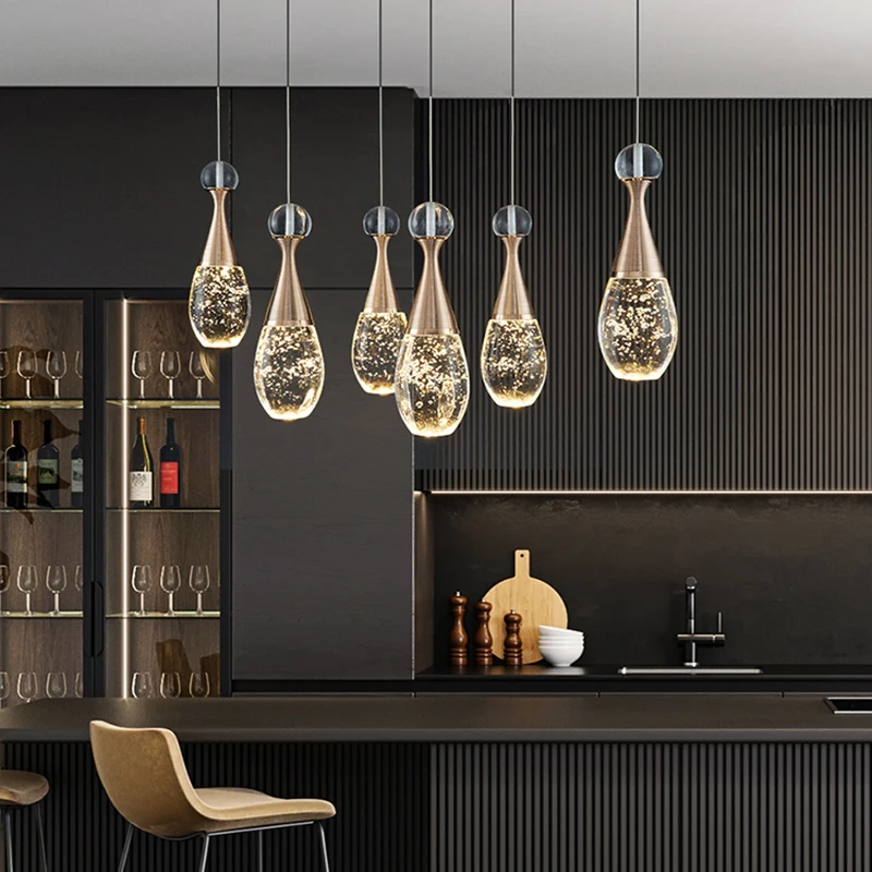

Modern Lustre Crystal Bottle Led Pendant Lights Living Dining Room Decor Led Pendant Lamp Bar Loft Home Hanging Light Luminaire