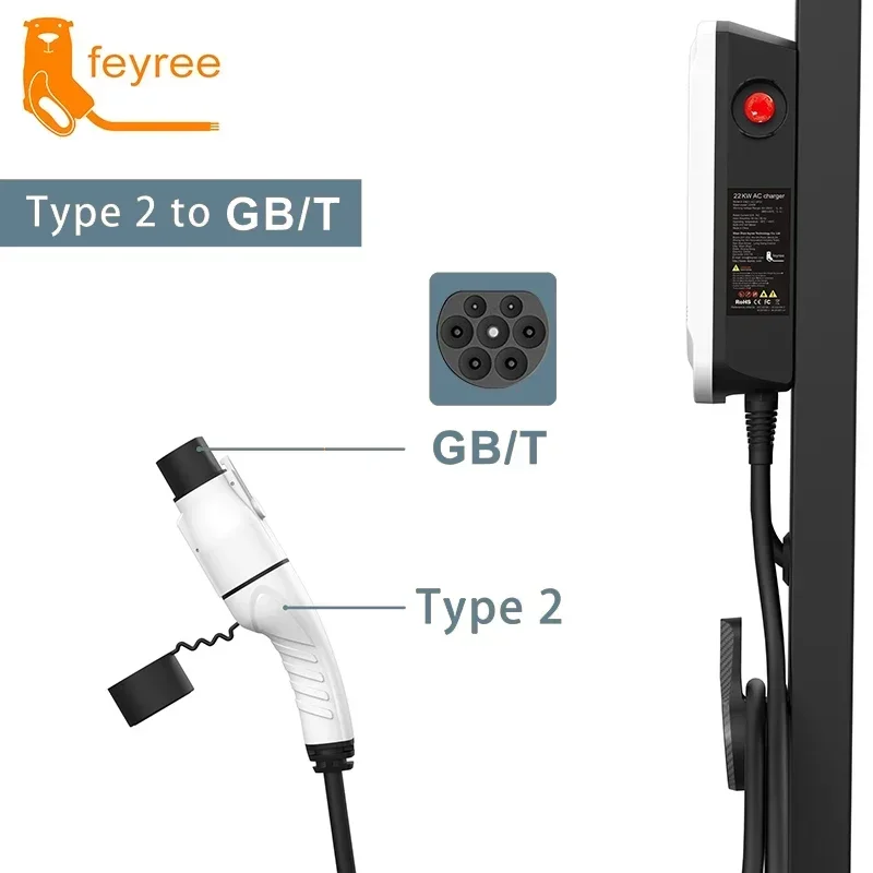 Адаптер зарядного устройства Feyree EV тип 2 IEC 62196-2 в GB/T конвертер для стандартного