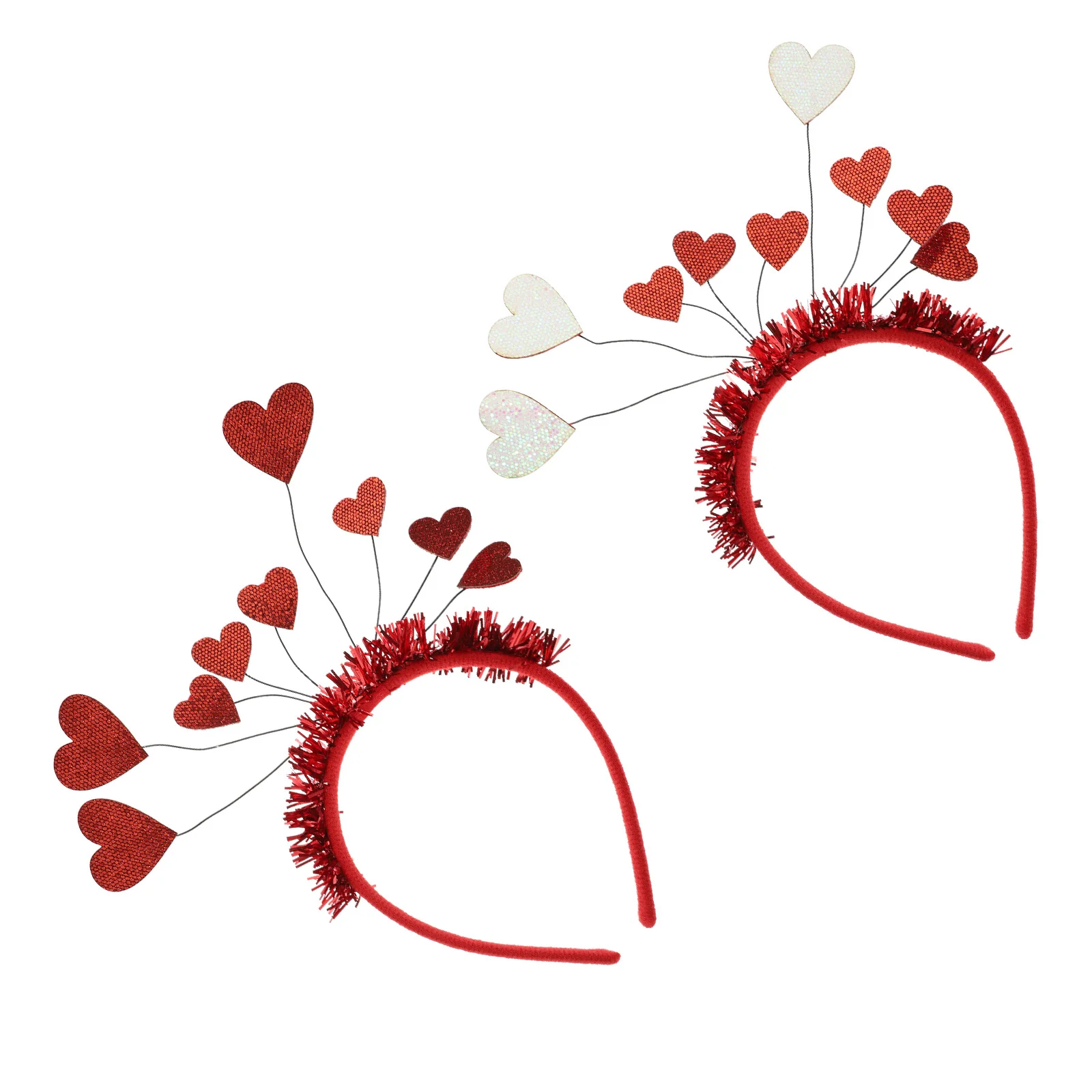 

2 Pcs Heart Shaped Headband Girls Red Scrunchies Valentine Day Headwear Hair Accessories Hoop Wedding Party Favor