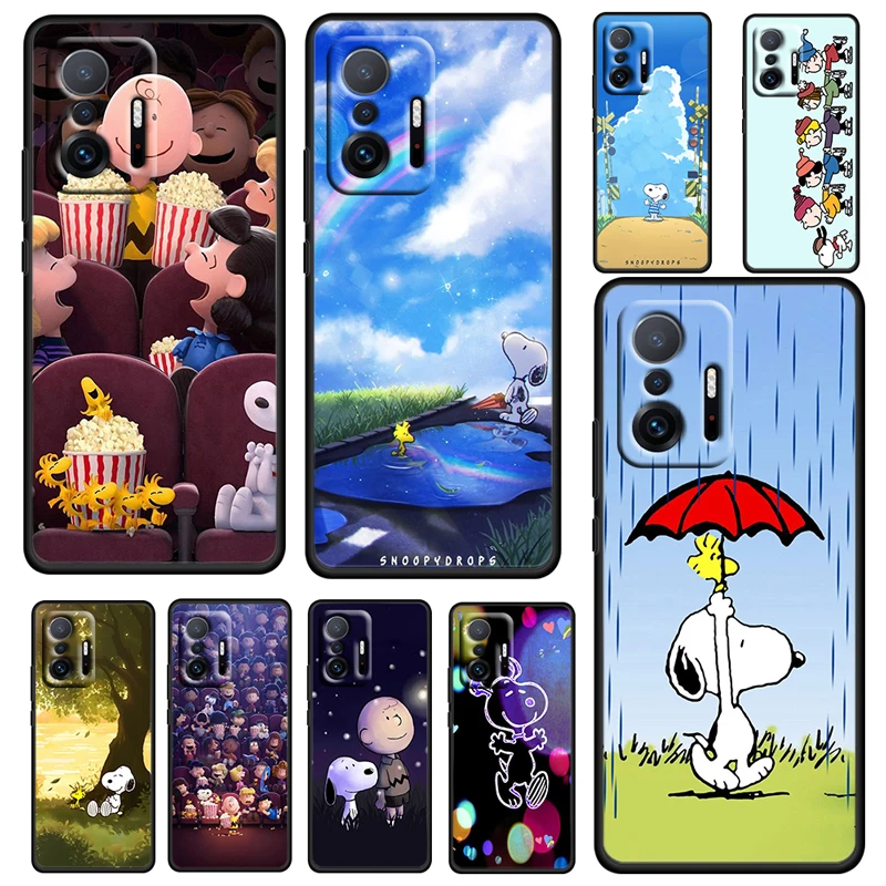 

Cute Charlie Snoopy Dog For Xiaomi 11 11T 10T Note 10 Mi 9T Ultra Pro Lite Soft Silicone Black Phone Case Funda Coque Capa