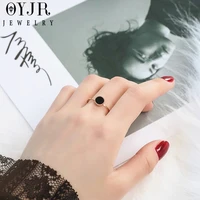 oyjr fashion classic black ring stainless steel rings rose gold color for women jewelry party wedding accessorie girls gifts