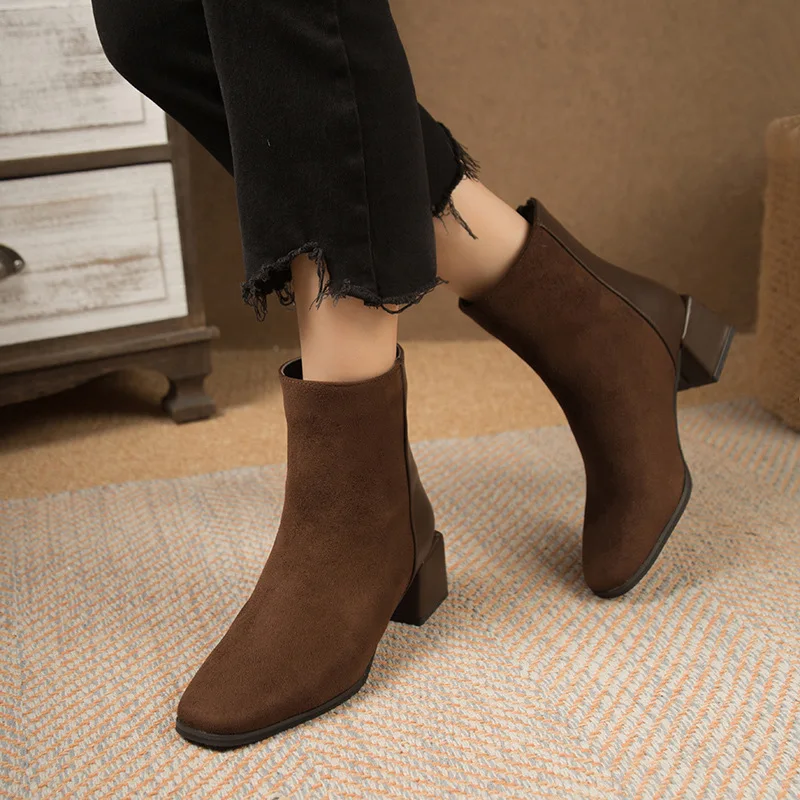 Обувь женские резиновые сапоги ботинки на молнии сзади женская зимняя обувь