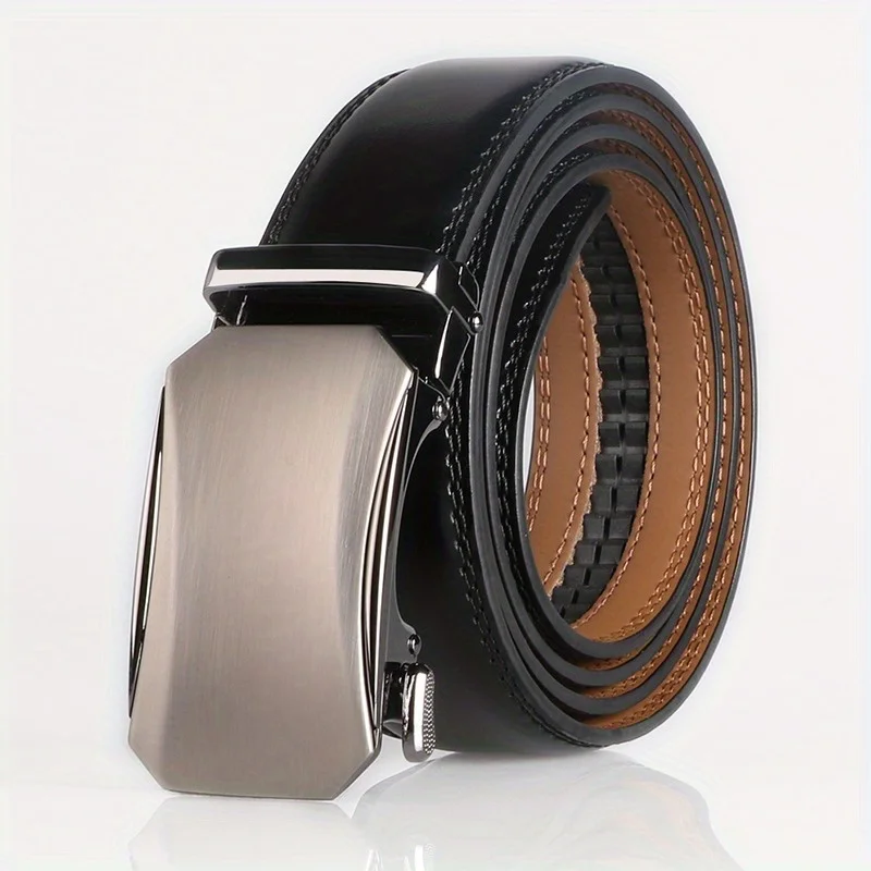 Мужской Модный Ремень Из Спилка С Автоматической Пряжкой. Простой Дизайн.