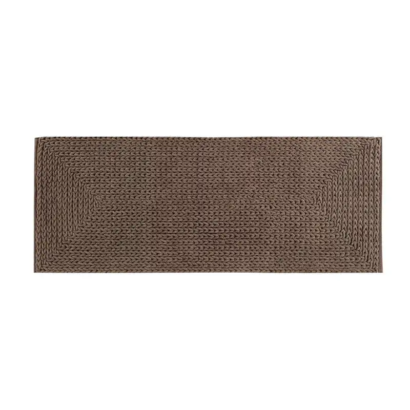 

Braided Chocolate Cotton Chenille Bath Runner Rug, 24" x 60"
