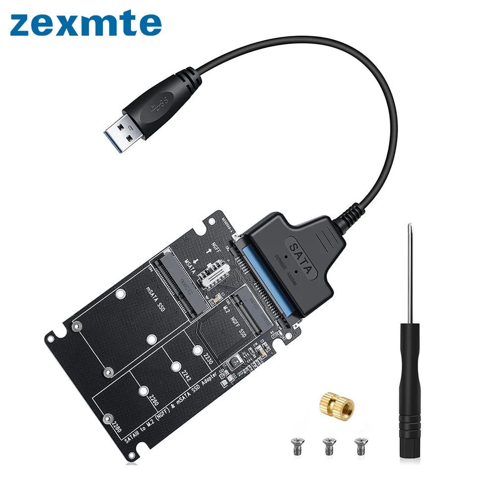 

Адаптер Zexmte M.2 NGFF в SATA, адаптер 2 в 1 MSATA USB A/C от 3,0 до SATA III, кабель для ПК, ноутбука, адаптер-конвертер для жесткого диска 2,5 дюйма