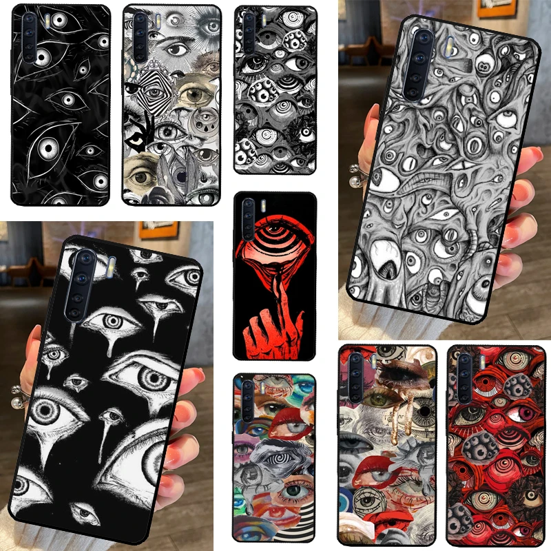 Scary Face Eyes For OPPO A16 A17 A15 A5 A9 A31 A53 A54 A74 A94 A52 A72 A76 A96 A77 A54S A57S Phone Case