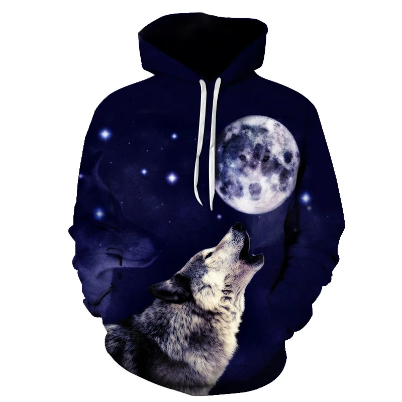 

2022 Wolf Hoodies Men 3D Sweatshirts Brand Hooded Pullover Male Tracksuits Unisex High Quality Hoodie