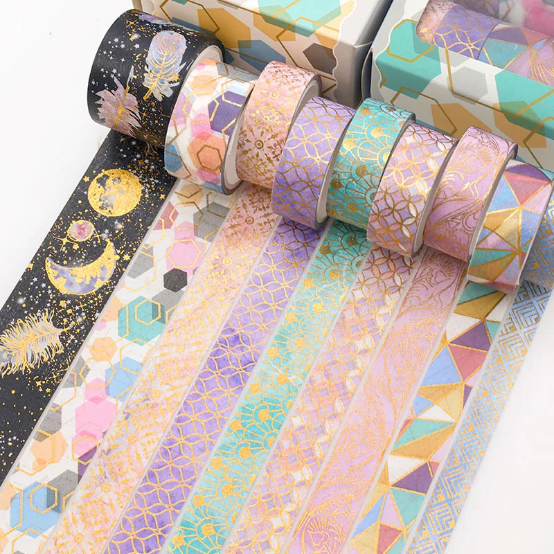 Маскировочная лента черного и золотого цвета диаметром 4 м 9 шт./компл. кавайная