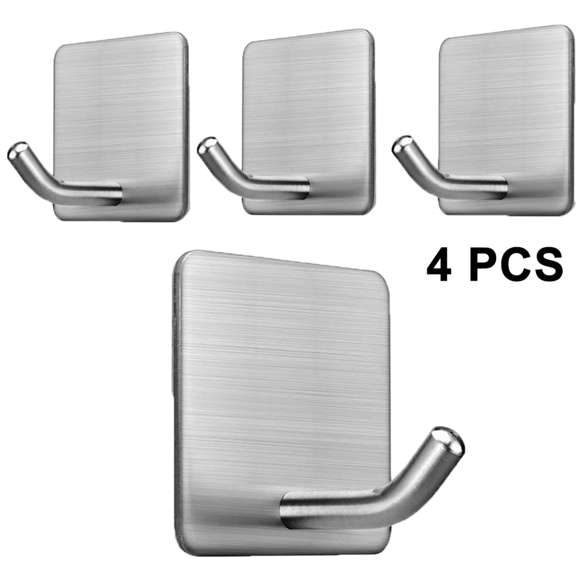 

4Pcs Adhesive Hook 304 Stainless Steel Wall Towel Hook Heavy Duty Coat Rope Hook Waterproof Bathroom Hook No Drilling Hat Hook