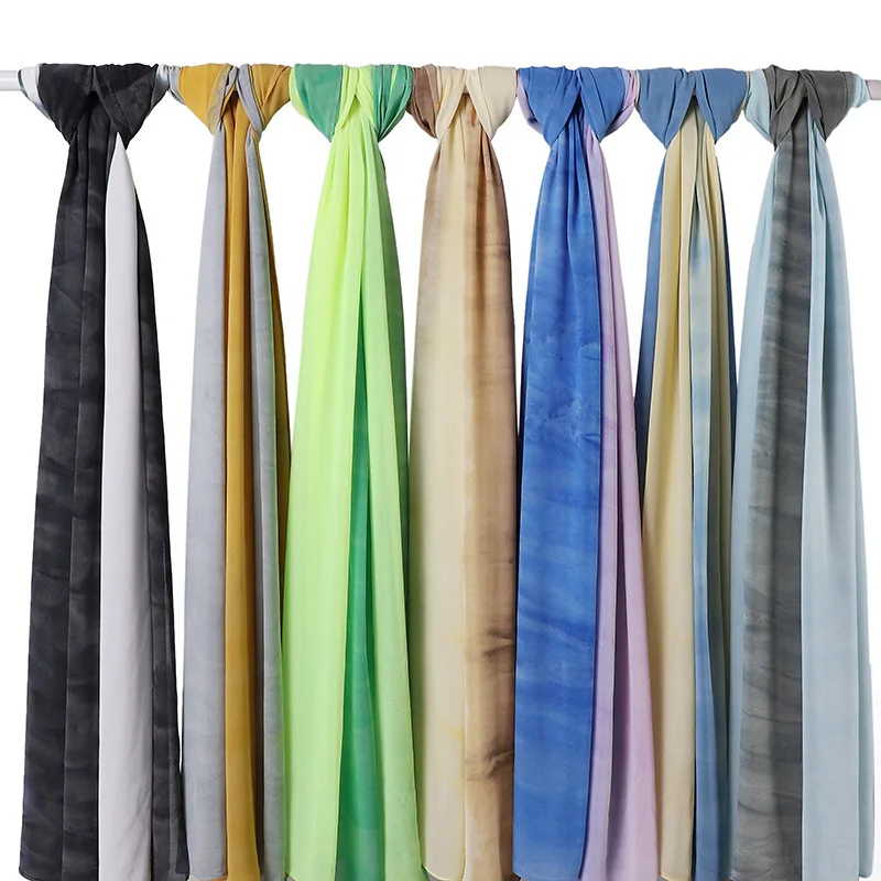 

New Pearl Heavy Chiffon Muslim Hijab Soft Women Gradient Malaysia Hijab Khimar Laday Fashion Scarf Headscarf Rop Islam