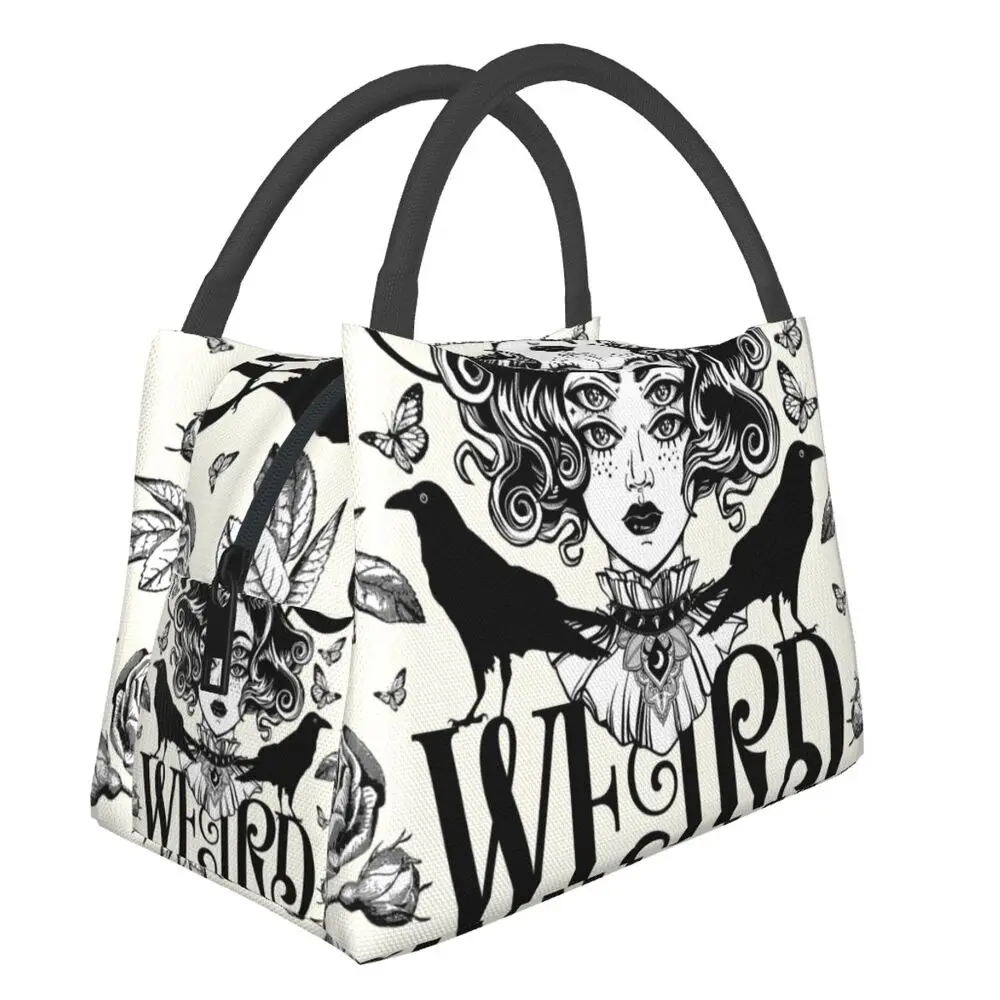 

Witch Stay Weird Thermal Insulated Lunch Bag Women Halloween Portable Lunch Tote for Outdoor Picnic Storage Meal Food Box