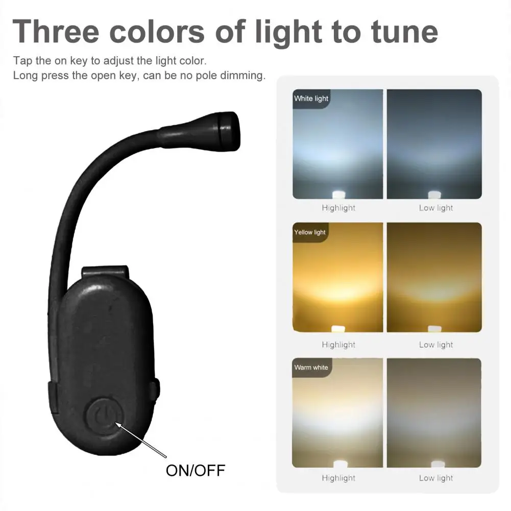 

Flexible Led Light Flexible Hose Clip Book Light Stepless Dimmable Rechargeable Led Reading Lamp for Students Pocket-sized