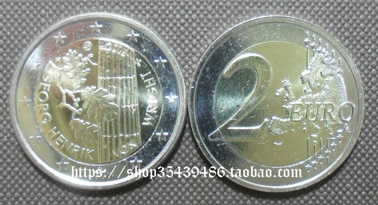 

European Finland 2016 Philosopher Wright's Birthday Centennial 2 Euro Double Color Bimetal Commemorative Coin100% Original