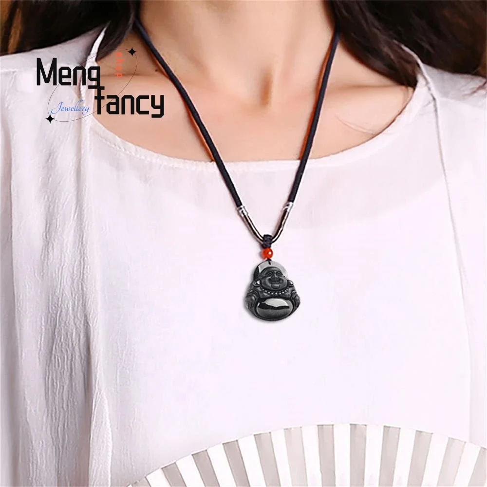 Натуральные А-товары кулон Будды матреи из нефрита с чернилами изысканная