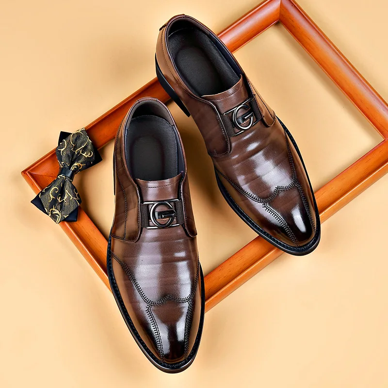 

New Men's Casual Business Leather Shoes Wedding Party Leather Shoes Men's Single Shoes