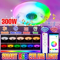 rgb led ceiling light app smart lamp with remote control bluetooth speaker led chandeliers for living room party decoration bulb